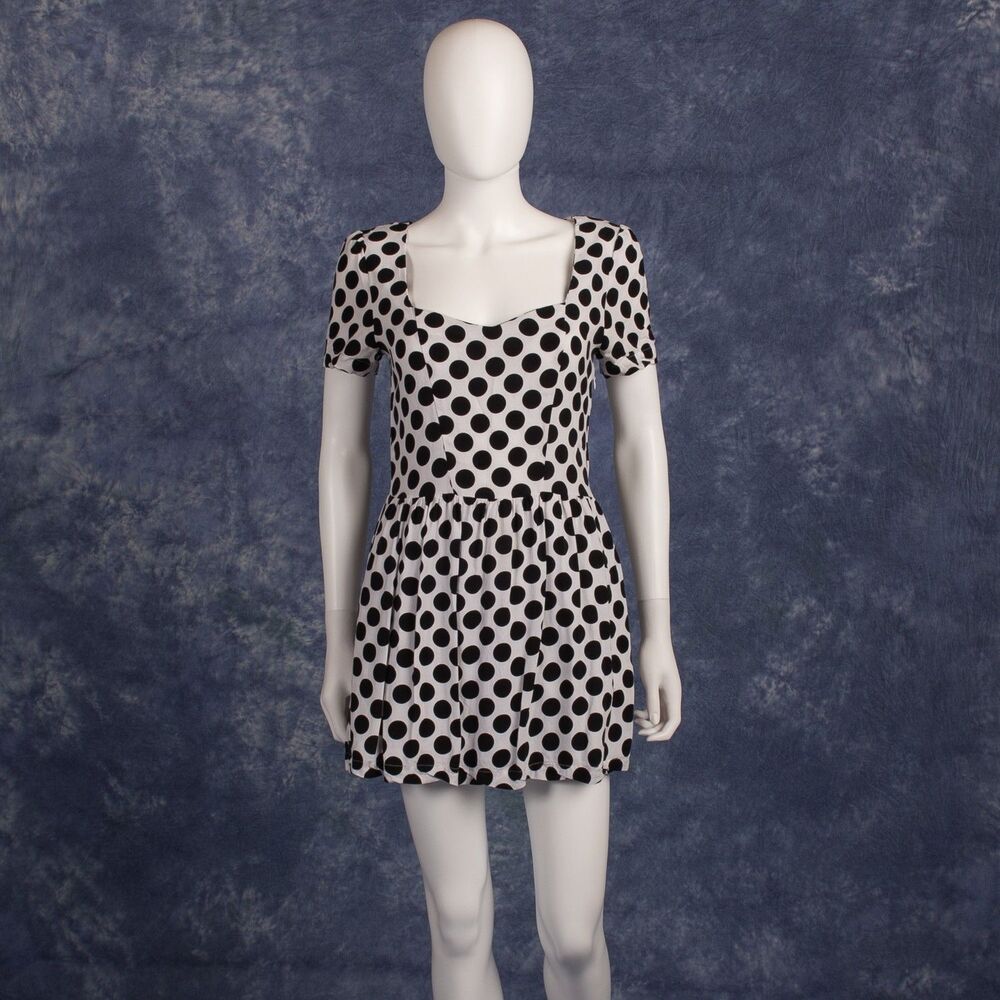 Millau White & Black Polka Dot Mini Dress Juniors Sz S